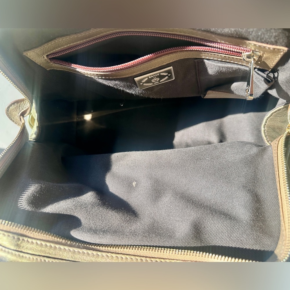BALLY Lailan Metallic Gold Leather Satchel Made In Italy - Picture 10 of 13